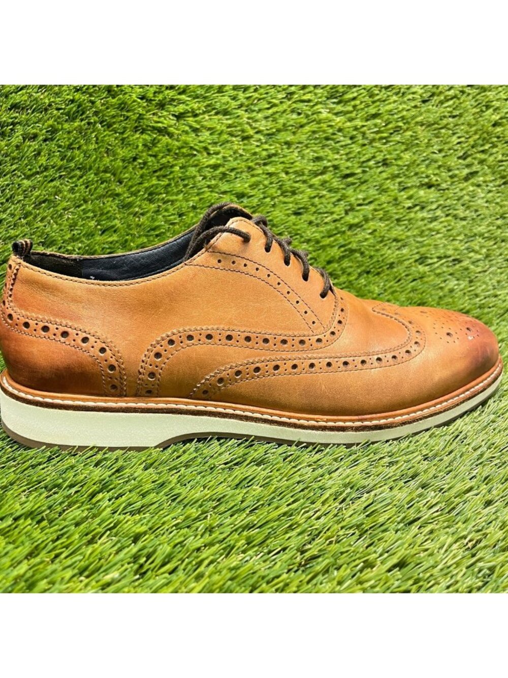 Cole Haan Grand.OS Morris Mens Size 10 Brown Casual Classic Wingtip Oxford Shoes